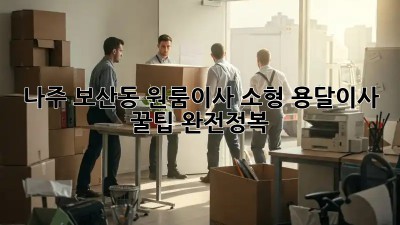 나주 보산동 원룸이사? 소형 용달이사 꿀팁 완전정복!