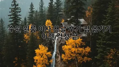 수원 원룸 이사 용달 후기: 짐 옮기기, 이젠 걱정 끝!
